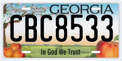 GA license plate CBC8533
