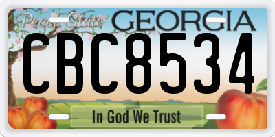 GA license plate CBC8534