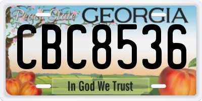 GA license plate CBC8536