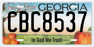 GA license plate CBC8537