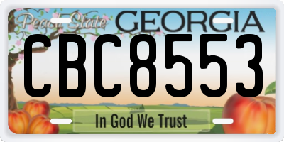 GA license plate CBC8553