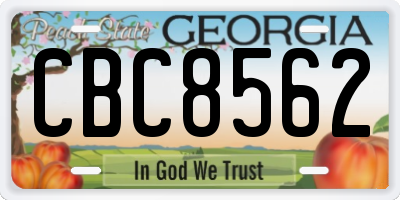 GA license plate CBC8562