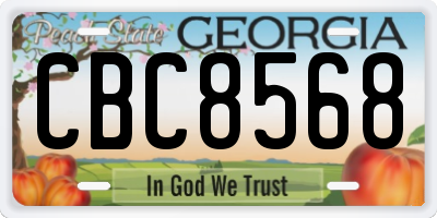 GA license plate CBC8568