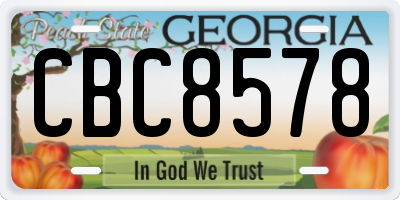 GA license plate CBC8578