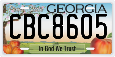 GA license plate CBC8605