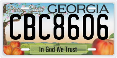 GA license plate CBC8606