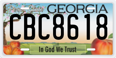 GA license plate CBC8618