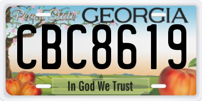 GA license plate CBC8619