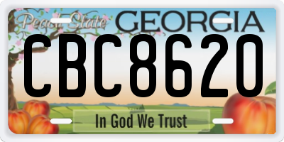 GA license plate CBC8620