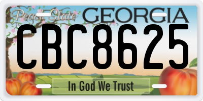 GA license plate CBC8625