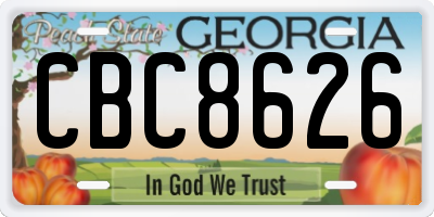 GA license plate CBC8626