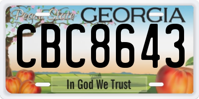 GA license plate CBC8643