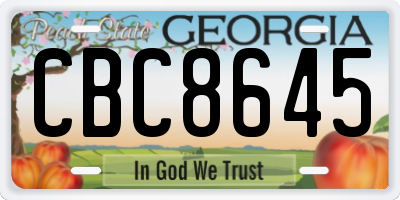 GA license plate CBC8645
