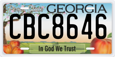 GA license plate CBC8646