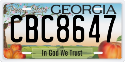 GA license plate CBC8647