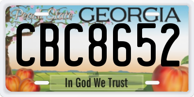 GA license plate CBC8652