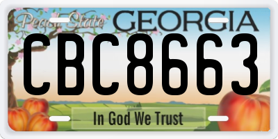 GA license plate CBC8663