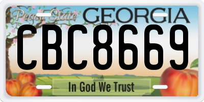 GA license plate CBC8669