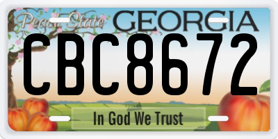 GA license plate CBC8672