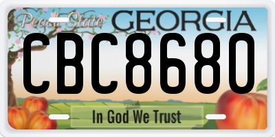 GA license plate CBC8680