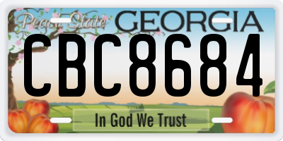 GA license plate CBC8684