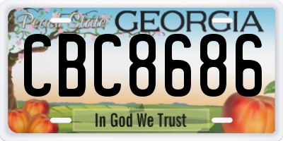 GA license plate CBC8686
