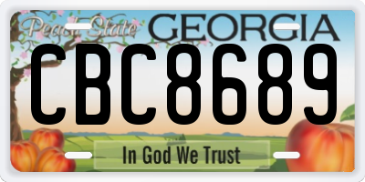 GA license plate CBC8689
