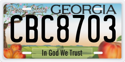 GA license plate CBC8703