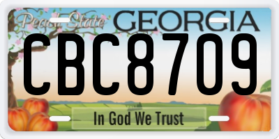 GA license plate CBC8709