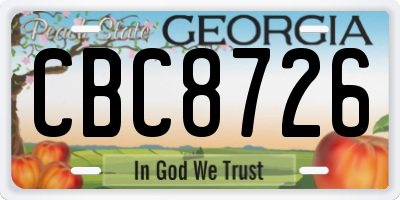 GA license plate CBC8726