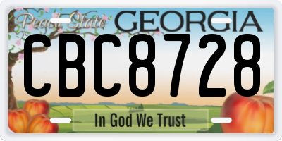 GA license plate CBC8728