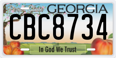 GA license plate CBC8734