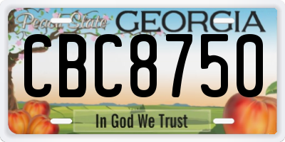 GA license plate CBC8750