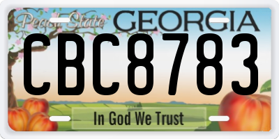 GA license plate CBC8783