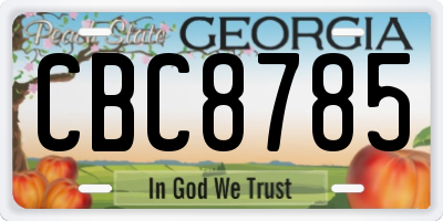 GA license plate CBC8785