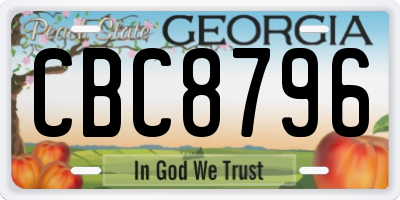 GA license plate CBC8796