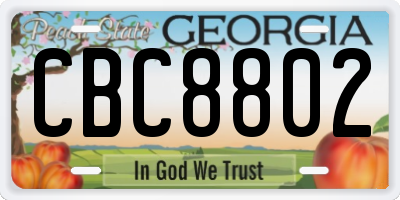 GA license plate CBC8802