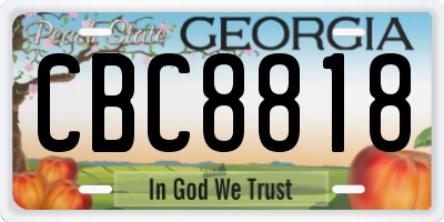 GA license plate CBC8818