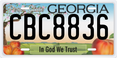 GA license plate CBC8836