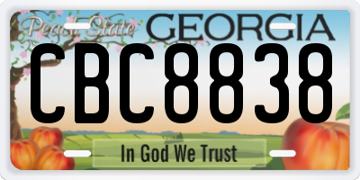 GA license plate CBC8838