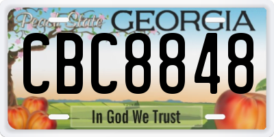GA license plate CBC8848
