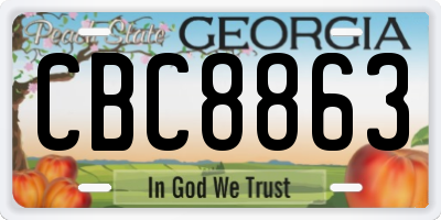 GA license plate CBC8863