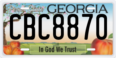 GA license plate CBC8870