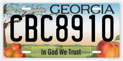 GA license plate CBC8910