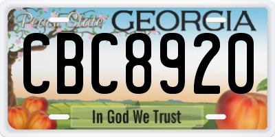 GA license plate CBC8920