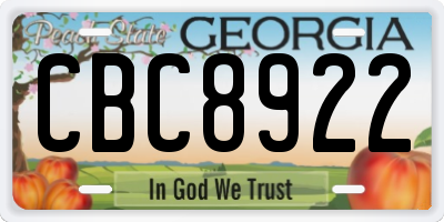 GA license plate CBC8922