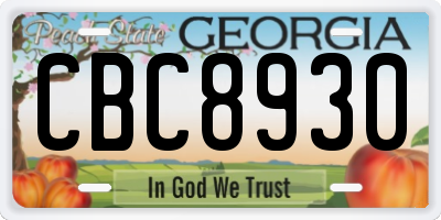 GA license plate CBC8930