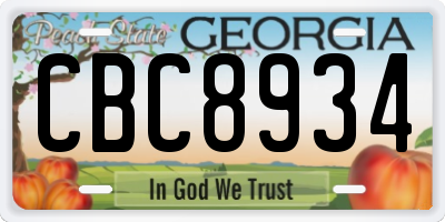 GA license plate CBC8934