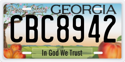 GA license plate CBC8942