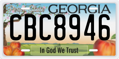 GA license plate CBC8946